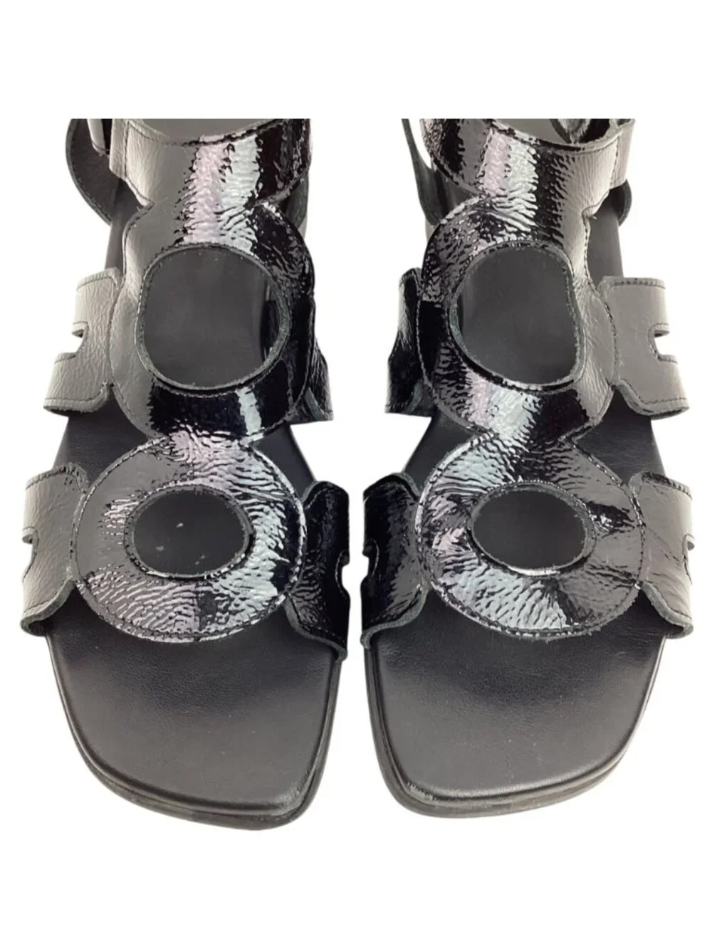 Arche Milyki Patent Leather Womens 41 Slingback Open Toe Sandals Black